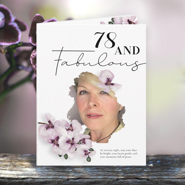 Carte 78 & Fabulous Orchid Photo Birthday Greeting Card (Créateur téléchargé)