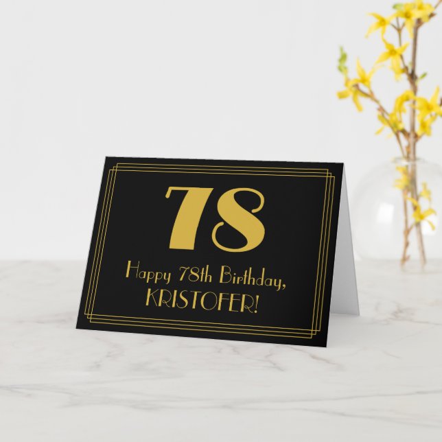 Carte 78e anniversaire : Art Déco Inspiré Look "78" + No (Fleur jaune)
