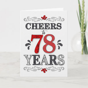 Carte 78e anniversaire Cheers en Motif noir blanc rouge