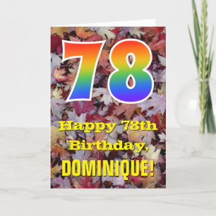 Carte 78e anniversaire; feuilles d'automne rustiques; ar