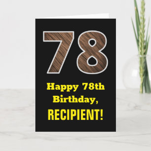 Carte 78e anniversaire : Nom, Faux Wood Grain Motif "78"
