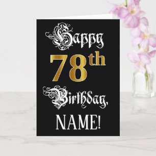 Carte 78e anniversaire — Script fantaisie; look or Faux;