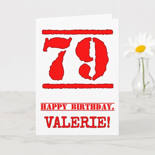 Carte 79e anniversaire : Amusant, Timbre en caoutchouc r (Petite plante)