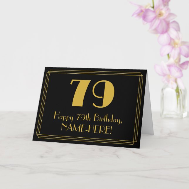 Carte 79e anniversaire : Art Déco Inspiré Look "79" + No (Orchidée)