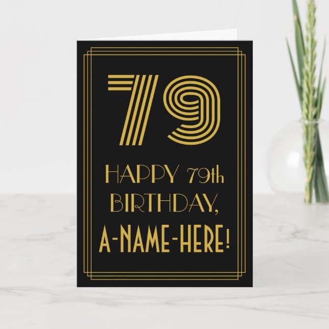Carte 79e anniversaire : Art Déco Inspiré Look "79" & No (Devant)