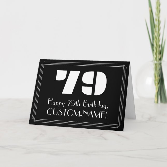 Carte 79e anniversaire : Art Déco Inspiré Look "79" & No (Devant)