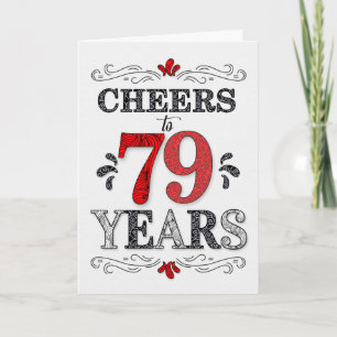 Carte 79e anniversaire Cheers en Motif noir blanc rouge