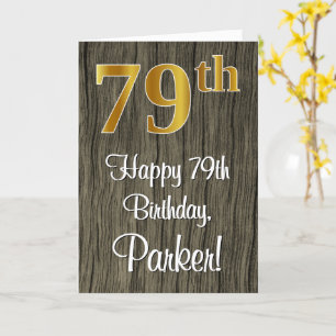 Carte 79e anniversaire : Elégant Faux Gold Look #, Faux 