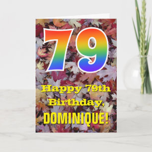 Carte 79e anniversaire; feuilles d'automne rustiques; ar