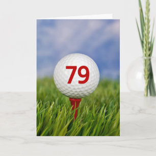 Carte 79e anniversaire Golf Ball on Red Tee
