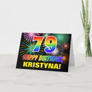 Carte 79e anniversaire : Gras, Amusants, Feu d'artifice,