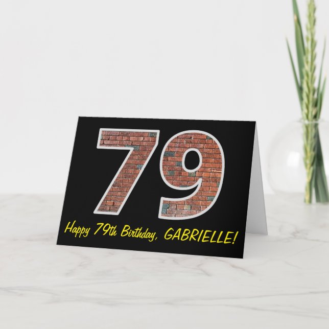 Carte 79e anniversaire - Motif de mur de briques "79" av (Devant)