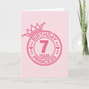 Carte 7 ans - Anniversaire Princesse - rose