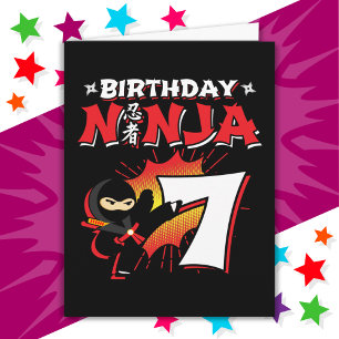 Carte 7 Ans Bande dessinée Style Ninja 7e Anniversaire