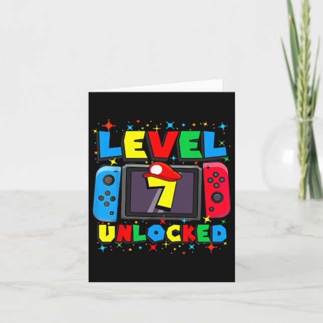 Carte 7 Joueur déverrouillé 7e jeu vidéo cadeau annivers (Devant)
