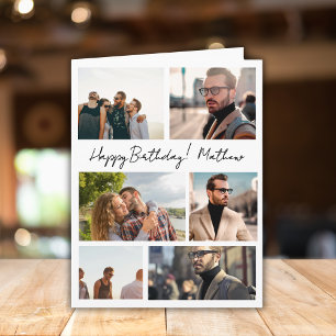 Carte 7 Photos Collage Amis Nom de famille Anniversaire
