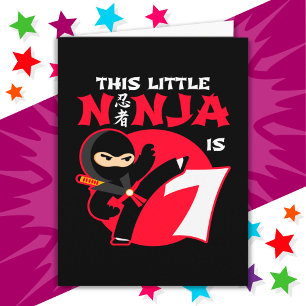 Carte 7e anniversaire 7 année Enfants Party Little Ninja