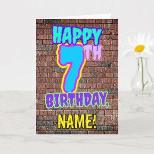 Carte 7e anniversaire - Amusant, Graffiti urbain inspiré