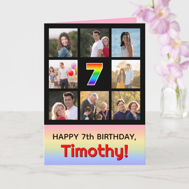 Carte 7e anniversaire : Arc en ciel amusant #, photos pe (Orchidée)