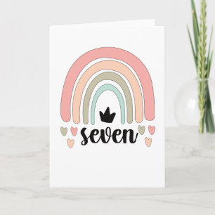 Carte 7e anniversaire Boho Rainbow Party Enfants 7 ans