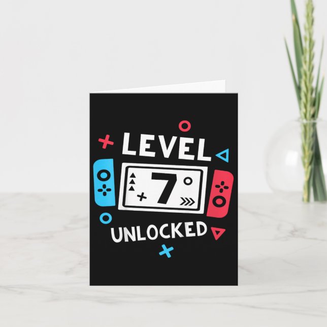 Carte 7e anniversaire Chemise garçon niveau 7 jeu vidéo  (Devant)