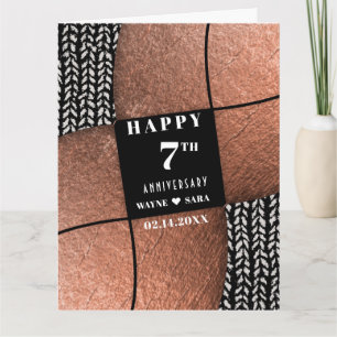 Carte 7e anniversaire de la laine de cuivre moderne
