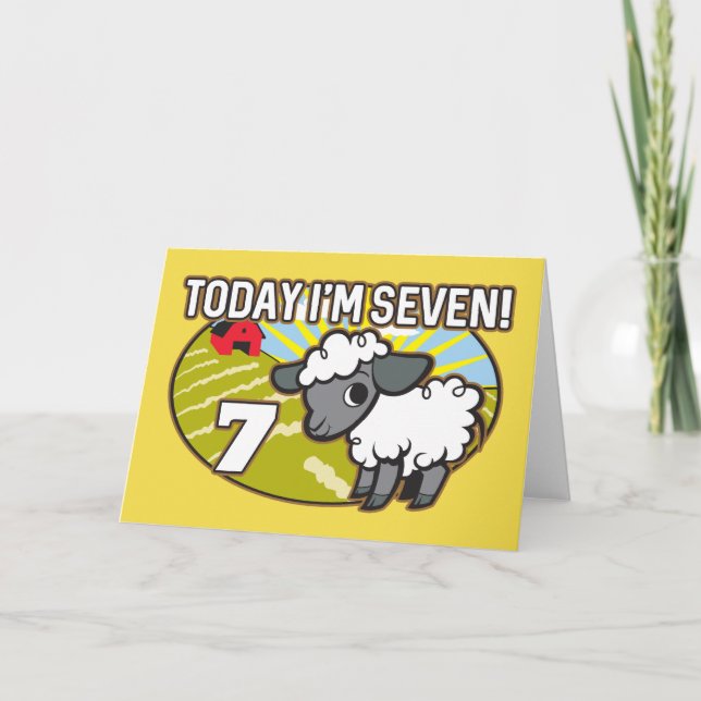 Carte 7e anniversaire de l'enfant Aujourd'hui, je suis s (Devant)