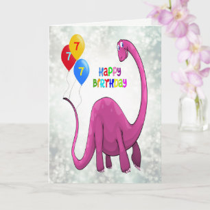 Carte 7e anniversaire Dinosaur et Ballons
