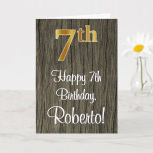 Carte 7e anniversaire : Elégant look d'or Faux #, Faux W