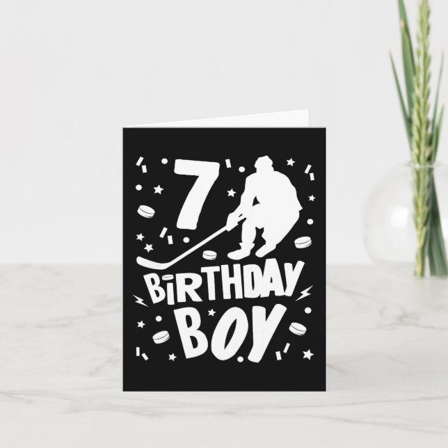 Carte 7e anniversaire Garçon Hockey sur glace Enfants 7  (Devant)