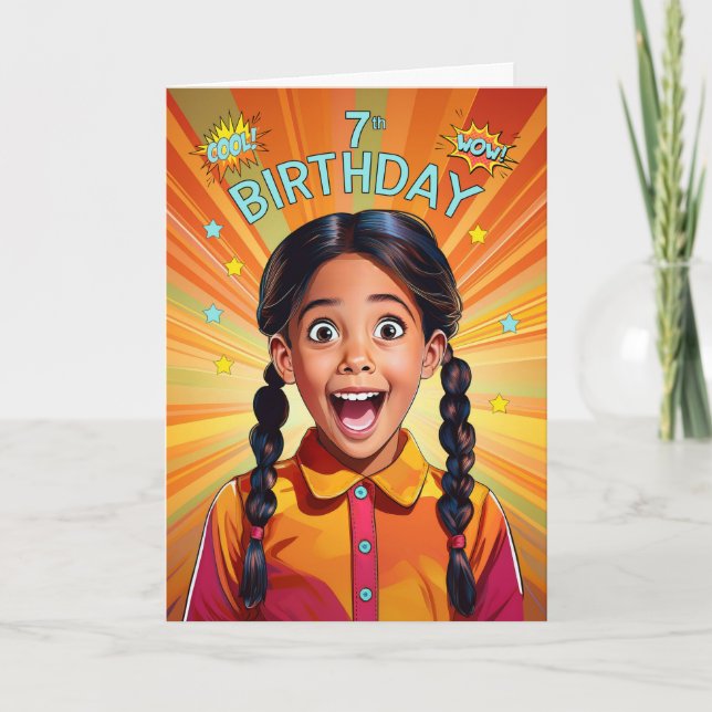 Carte 7e anniversaire latino-américain style pop art (Devant)
