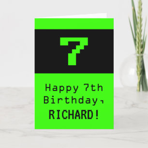 Carte 7e anniversaire : Nerdy / Geeky Style "7" et nom