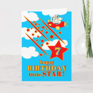 Carte 7e anniversaire Petite Étoile Animaux Mignons dans