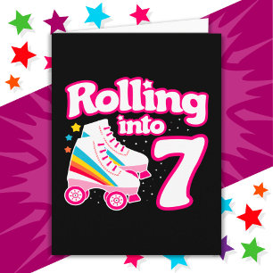 Carte 7e anniversaire Roller Skate 7 ans