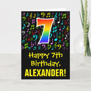 Carte 7e anniversaire : Symboles de musique colorée + Ar