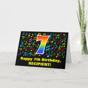 Carte 7e anniversaire - Symboles de musique colorée et a