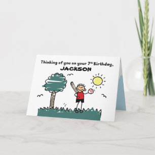 Carte 7e baseball Anniversaire Nom personnalisé avec che