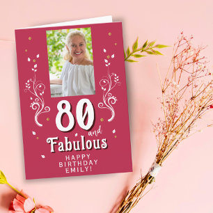 Carte 80 ans et feuillage fabuleux Photo d'anniversaire 