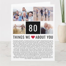 Carte 80 Choses Que Nous Aimons De Vous | 80e anniversai