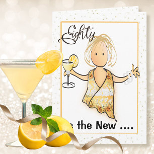 Carte 80 et fabuleux Drôle Mignonne Cartoon Femme Annive