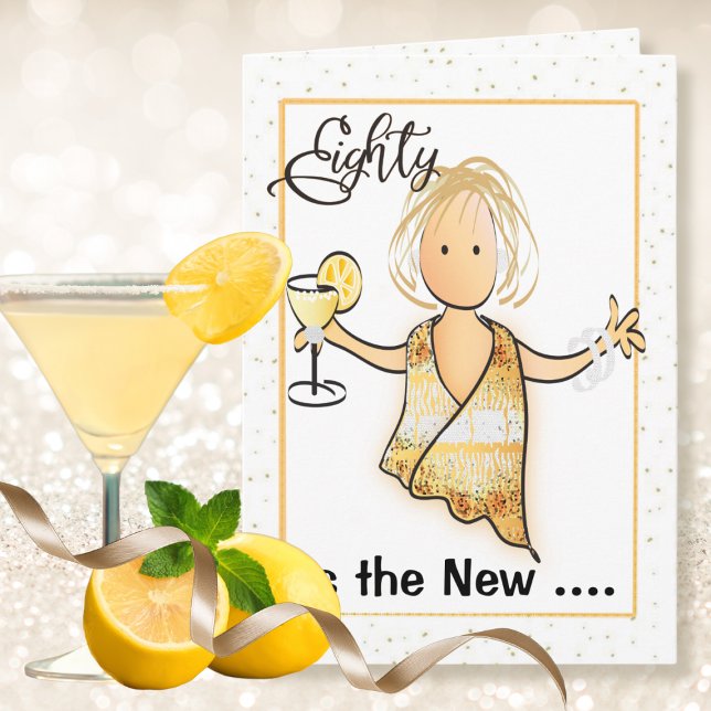 Carte 80 et fabuleux Drôle Mignonne Cartoon Femme Annive (Créateur téléchargé)