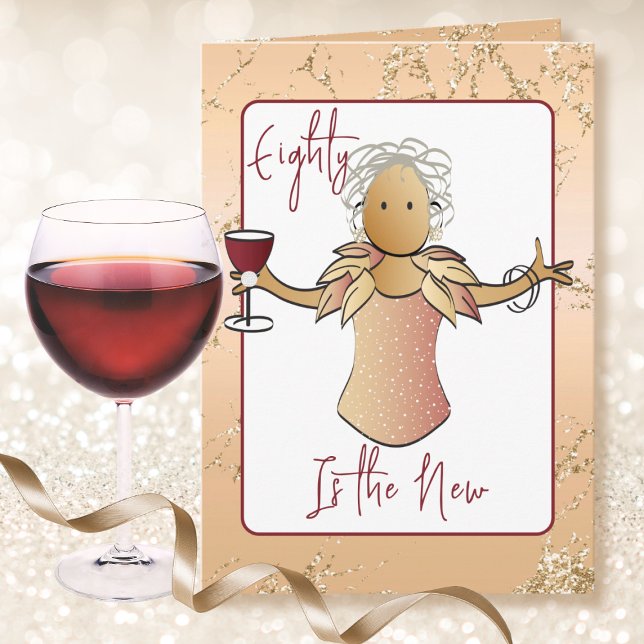 Carte 80 et Fabulous Female Cartoon Rose Gold Anniversai (Créateur téléchargé)