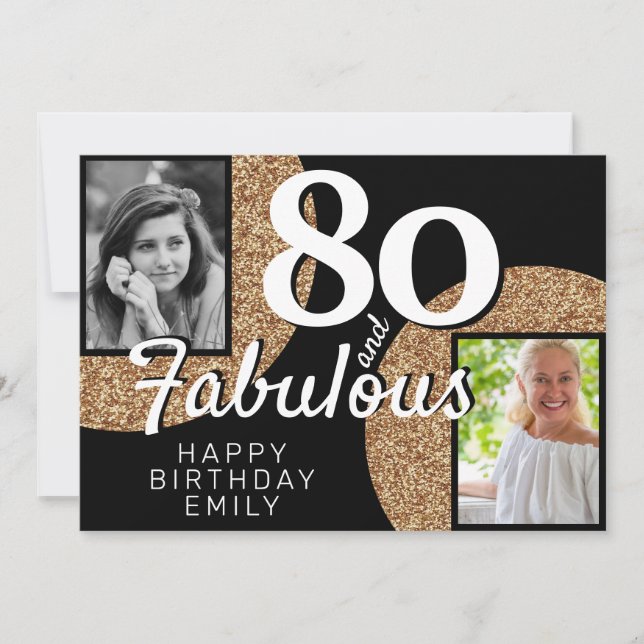 Carte 80 et Fabulous Gold Parties scintillant 2 Photo 80 (Devant)