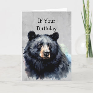 Carte 80e anniversaire amusant Ours noir - Grin et l'our