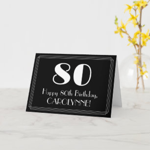 Carte 80e anniversaire ~ Art Déco Inspiré Look "80", Nom