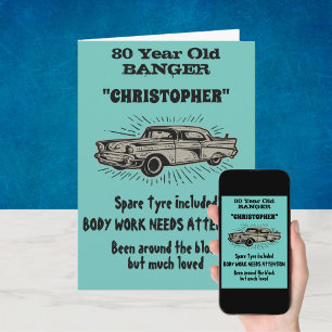 Carte 80e anniversaire Banger Love Vintage Car Style rét