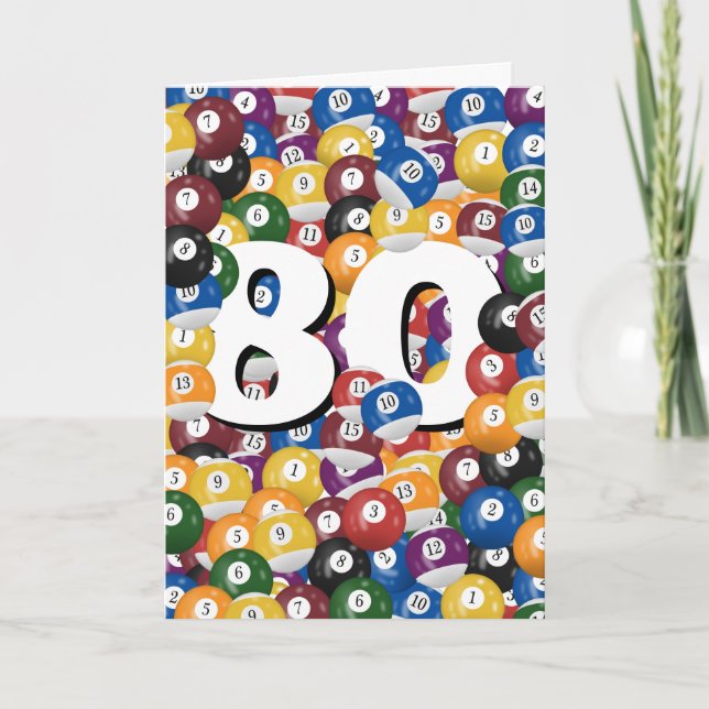 Carte 80e anniversaire Billiard Balls (Devant)