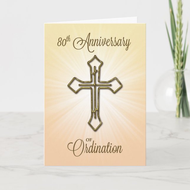 Carte 80e anniversaire de l'ordination, Croix d'or (Devant)