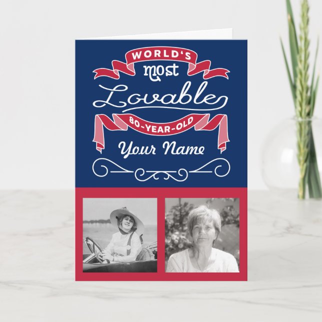 Carte 80e anniversaire du monde le plus adorable 80 ans (Devant)