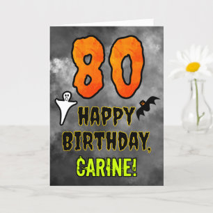 Carte 80e anniversaire : Eerie Halloween Thème + Nom per